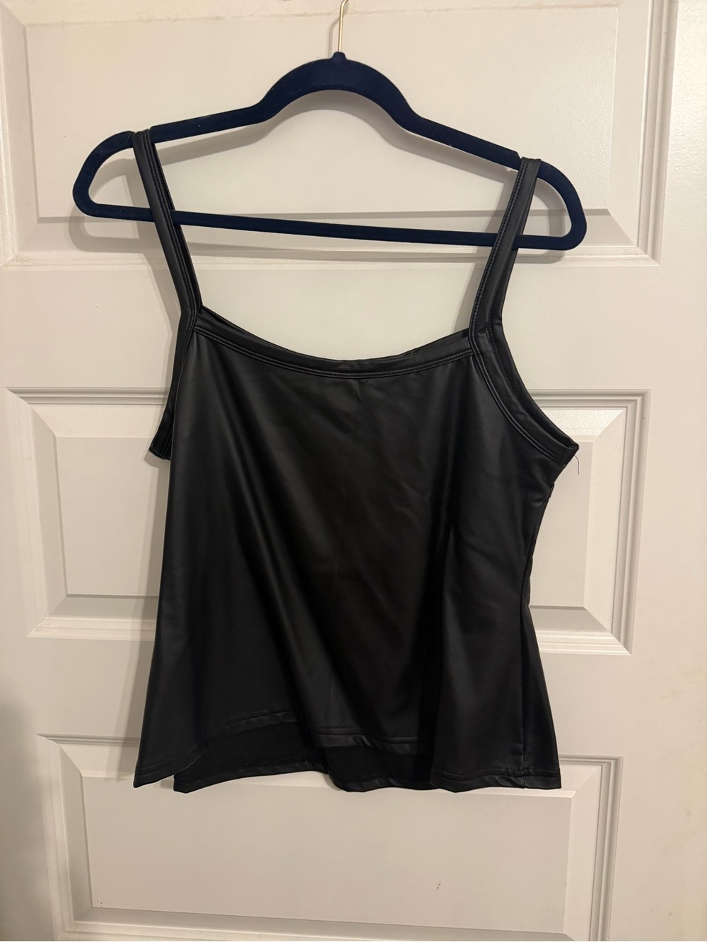 Source Unknown Black Faux-Leather Crop Cami